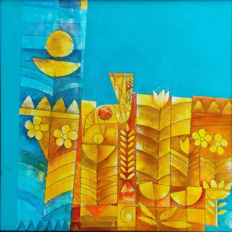 Whispers Of Hertiage 1' contemporary acrylic painting by artist Ashish Bodade, 18x18 inch, on canvas