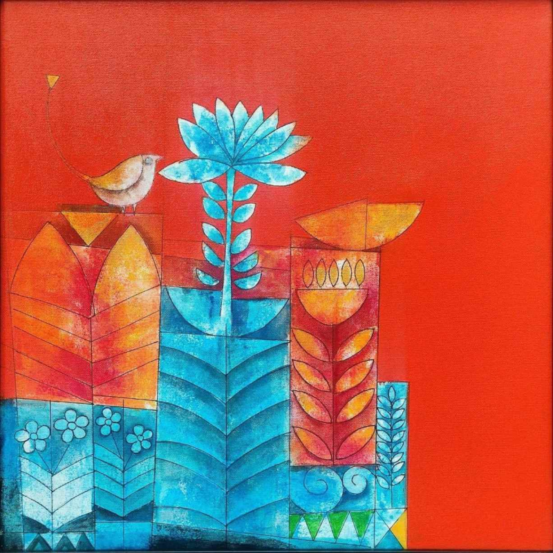 Whispers Of Hertiage 4' contemporary acrylic painting by artist Ashish Bodade, 18x18 inch, on canvas
