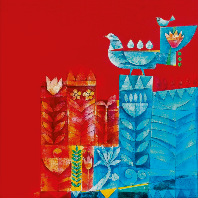Whispers Of Hertiage' contemporary acrylic painting by artist Ashish Bodade, 18x18 inch, on canvas