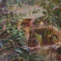 Whispers Of Leaf And Clay' nature oil painting by artist Rohan Daithankar, 18x24 inch, on linen