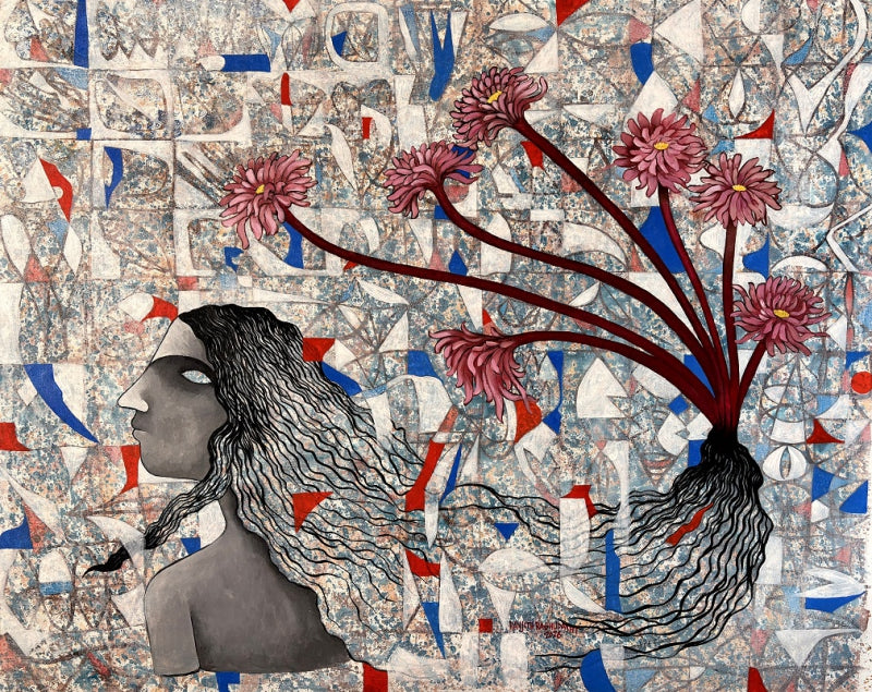 Whispers Of The Soil' contemporary acrylic painting by artist Ranjith Raghupathy, 37x48 inch, on canvas