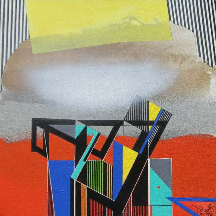 'White Clouds' abstract acrylic painting by artist Prabhinder Lall, 20x20 inch, on canvas