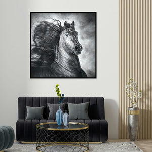 Anand Sai's 'Wild Spirit 2 (Windswept Majesty)' painting visualized above a sofa in a contemporary room.