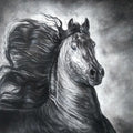 Animals charcoal painting titled 'Wild Spirit 2', 36x36 inches, by artist Anand Sai on Canvas