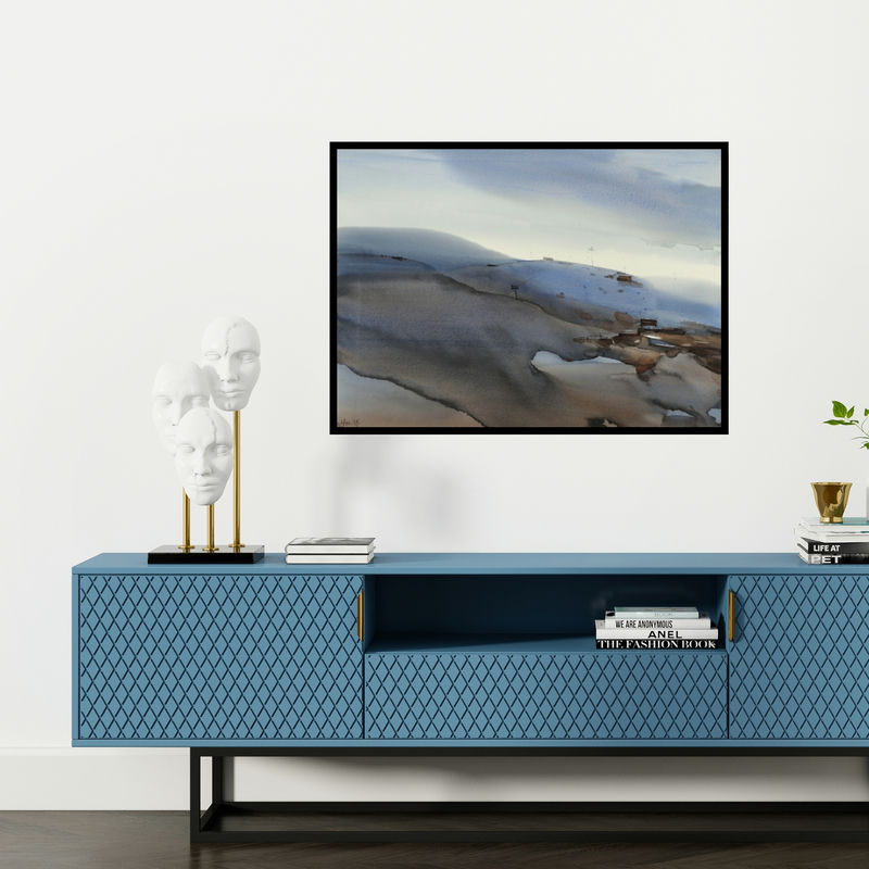 Preview of 'Wild Wild Country North East India 2' Painting by Prashant Prabhu shown on a wall in a furnished room.