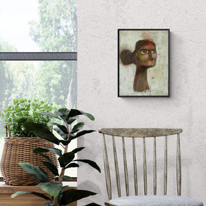 Tamojit Bhattacharya's painting 'Willingly Untitled (Inner Strength)' displayed in a modern living room setting