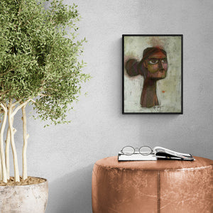 Tamojit Bhattacharya's 'Willingly Untitled (Inner Strength)' Painting visualized above a sofa in a contemporary room