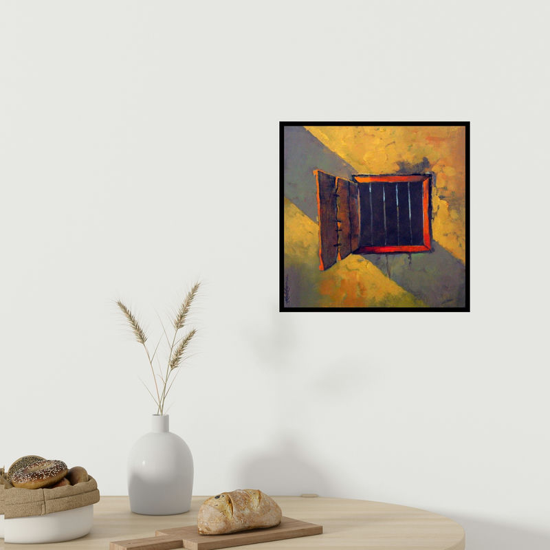 In-situ view of Sachin Akalekar's 'Window' painting in a room