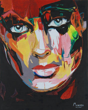 Window to the Soul (Windows to the Soul) by Maheen Mathew, Print Oil Portrait Painting on Canvas, X-Small Vertical Wall Art