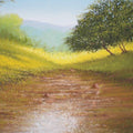 Landscape oil painting titled 'winter greenery', 22x15 inches, by artist Fareed Ahmed on Canvas Board