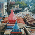 Cityscape watercolor painting titled 'Winter Morning', 22x15 inches, by artist Abhijit Jadhav on Paper
