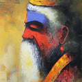 Religious acrylic painting titled 'Wisdom Of The Sadhu', 18x12 inches, by artist Somnath Bothe on Canvas