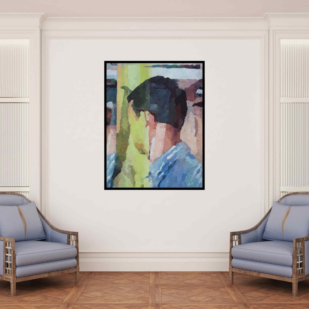 In-situ view of Sameer Gorde's 'Within 4 (Inward Gaze)' painting in a room