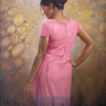 Photorealistic oil painting titled 'Woman', 24x40 inches, by artist Baburao (amit) Awate on Canvas