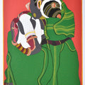 Figurative serigraphs painting titled 'Woman In Green And White', 20x16 inches, by artist Thota Vaikuntam on Paper
