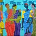 Figurative acrylic painting titled 'Women Get Together', 48x36 inches, by artist Abhiram Bairu on Canvas