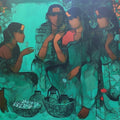 Figurative acrylic painting titled 'Women In Group 2', 48x60 inches, by artist Sachin Sagare on Canvas