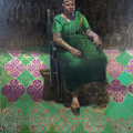 Women At The Studio' figurative oil painting by artist Ajit Raut, 40x36 inch, on canvas