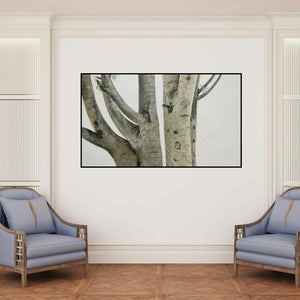 'Wood Note 3 (Textured Terrain)' painting by Dilip Mali shown on a wall in a furnished room.