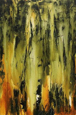 Abstract acrylic painting titled 'Wood Note 87', 36x24 inches, by artist Dilip Mali on Canvas