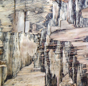 Wood Texture Ii by Somen Debnath, Original Mixed Media Abstract Painting on Wood, X-Small Square Wall Art
