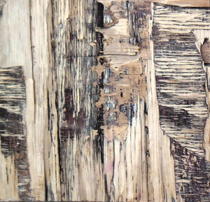 Wood Texture Iv by Somen Debnath, Original Mixed Media Abstract Painting on Wood, X-Small Square Wall Art