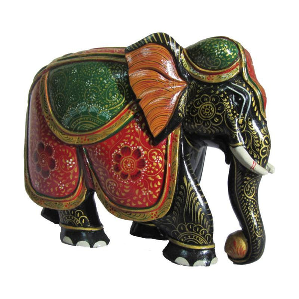 Wooden Painted Elephant Statue by Ecraft India | ArtZolo.com