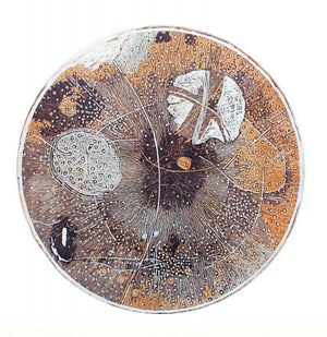 Wooden Viscosity 2 by Murali Chinnasami, Original Acrylic Abstract Painting on Wood, Small Circular Wall Art