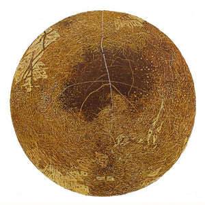 Wooden Viscosity 3 (Circular Echoes) by Murali Chinnasami, Original Acrylic Abstract Painting on Wood, Small Circular Wall Art
