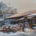 Cityscape watercolor painting titled 'Woodmart', 18x25 inches, by artist Bijay Biswaal on Paper