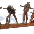 Figurative sculpture titled 'Working Class', 18x55x10 inches, by artist Rakesh Sadhak on Metal, Wood