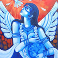 Figurative acrylic painting titled 'World In Me', 24x36 inches, by artist Pradip Goswami on Canvas