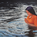 Worship' religious oil painting by artist Kamal Rao, 36x48 inch, on canvas