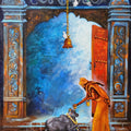 Worship Of Shiva' religious acrylic painting by artist Arjun Das, 42x36 inch, on canvas