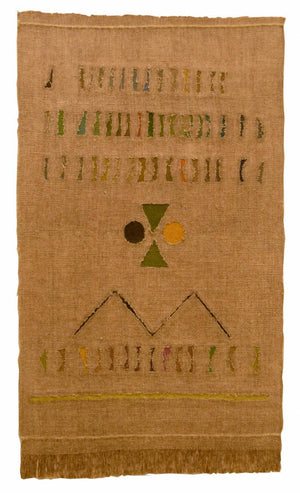 Abstract mixed media painting titled 'Woven Essence', 36x60 inches, by artist Sanjay Tikkal on Woven Wool