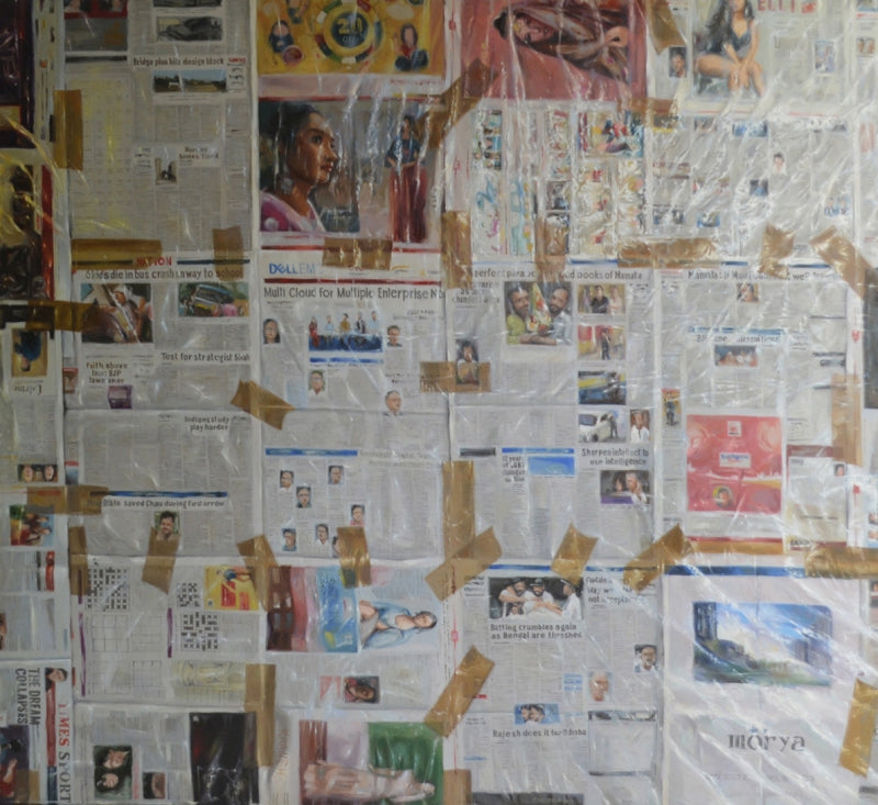 Wrap The Canvas' contemporary oil painting by artist Dhananjoy Ghosh, 54x60 inch, on canvas