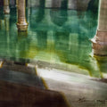 Wudu Tank Of Juma Masjid 2' religious watercolor painting by artist Mohammad Yousf, 11x15 inch, on paper