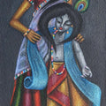 Religious acrylic painting titled 'Yashoda Nandana', 60x24 inches, by artist Prem Krishna Das on Wood dust on canvas