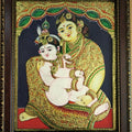 Religious tanjore traditional art titled 'Yashodha krishna Tanjore Painting 3', 20x16 inches, by artist VANI VIJAY on Plywood
