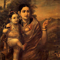 Figurative oil painting titled 'Yasoda Krishna', 36x30 inches, by artist Raja Ravi Varma Reproduction on Canvas