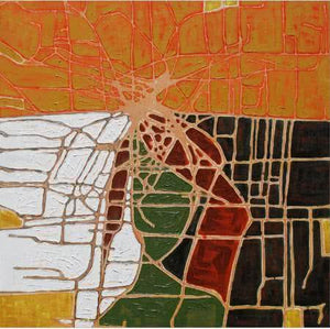 Yellow Abstract by Santanu Dhar, Original Acrylic Abstract Painting on Canvas, Medium Square Wall Art