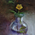Still-life oil painting titled 'Yellow Beauty', 12x8 inches, by artist SURABHI GULWELKAR on Board