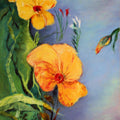 Nature oil painting titled 'Yellow Flowers', 36x24 inches, by artist Krupa Shah on Canvas