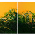 Abstract acrylic painting titled 'Yellow night', 48x12 inches, by artist Dnyaneshwar Dhavale on Canvas