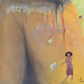 Figurative acrylic painting titled 'Yellow Solitute', 24x24 inches, by artist Sudhakaran Edakandy on Canvas