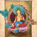 'Yellow Tara' religious mixed-media painting by artist Aditi Agarwal, 10x8 inch, on paper