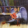 Figurative oil painting titled 'Yo fly', 30x30 inches, by artist Swapniil Paatil on Canvas