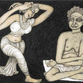 Figurative serigraphs painting titled 'Yogi And The Dancer', 22x30 inch, by artist Jogen Chowdhury on Paper