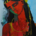Figurative acrylic painting titled 'Young Queen', 36x26 inches, by artist Appam Raghavendra on Canvas