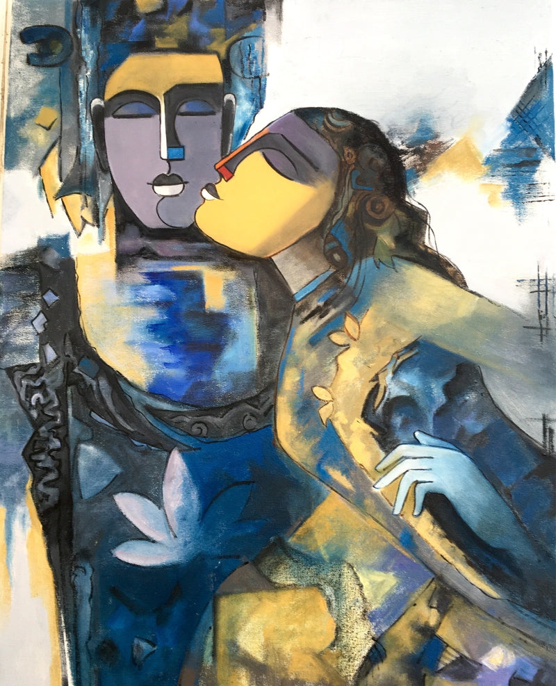 Yugul' figurative oil painting by artist Kavita Tambolkar, 30x24 inch, on canvas